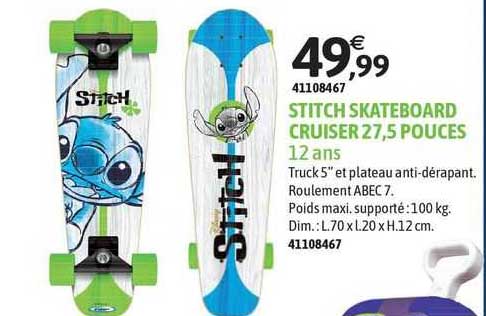stitch skateboard cruiser 27,5 pouces
