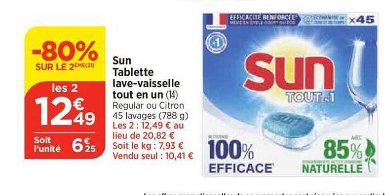 sun tablette lave-vaisselle tout en un