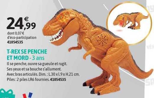 t-rex se penche et mord