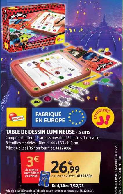 table de dessin lumineuse - 5 ans