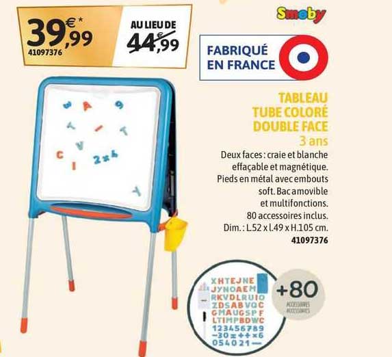 tableau tube coloré double face smoby 3 ans