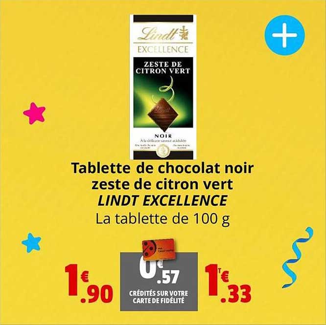 tablete de choclat noir zeste de citron vert lindt excellence la tablette