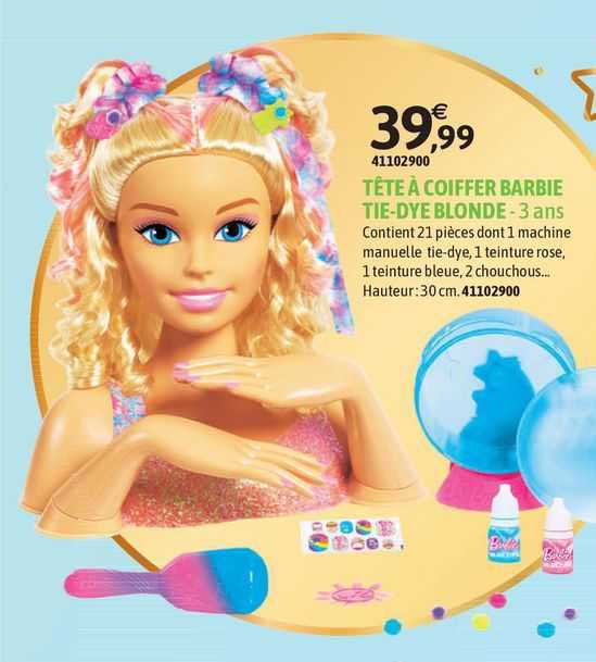 tête à coiffer barbie tie-dye blonde - 3 ans