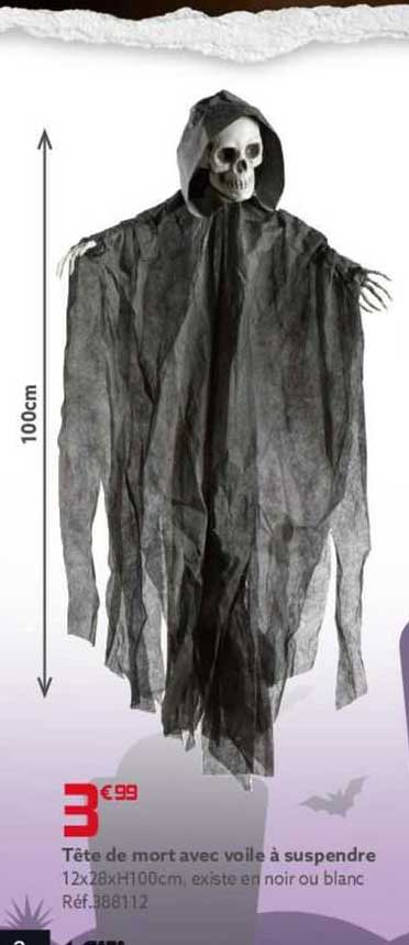 tête de mort avec voile à suspendre