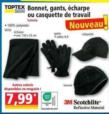 Toptex Pro Bonnet, Gants, écharpe Ou Casquette De Travail