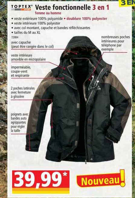 toptex veste fonctionnelle 3 en 1