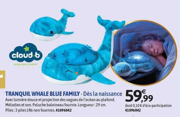 Tranquil Whale Blue Family Cloud-b