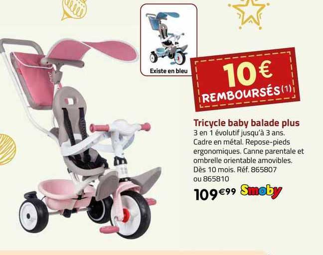 tricycle baby balade plus smoby