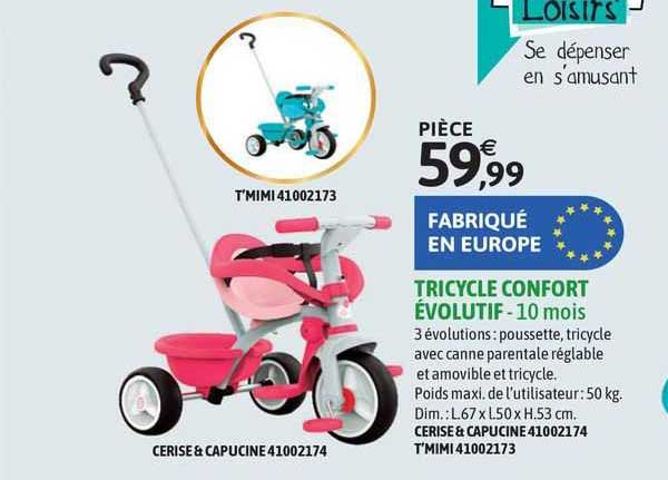tricycle confort évolutif - 10 mois