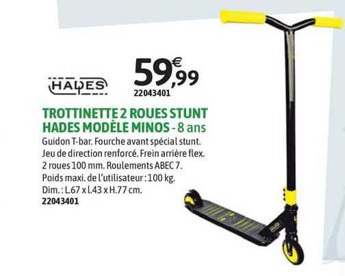 trottinette 2 roues stunt hades modèle minos - 8 ans