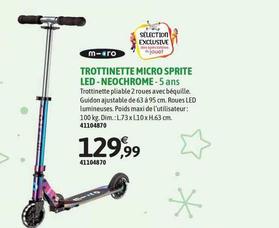 trottinette micro sprite led - neochrome - 5 ans