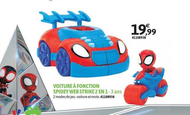 voiture à fonction spidey web strike 2 en 1 - 3 ans
