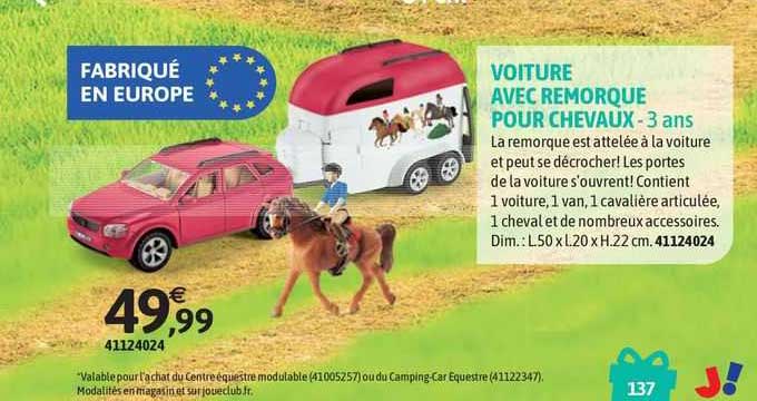 voiture avec remorque pour cheveaux