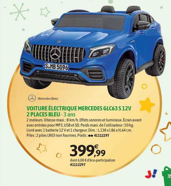 voiture électrique mercedes glc63 s 12v 2 places bleu - 3 ans