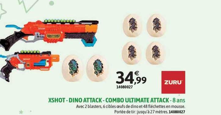 zuru x-shot - dino attack - combo ultimate attack - 8 ans