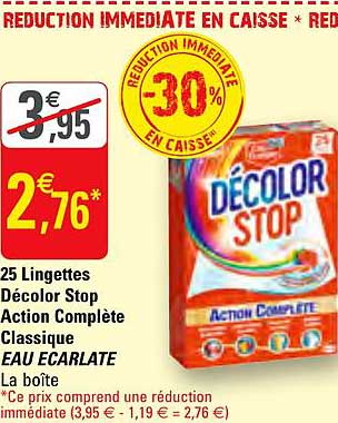 25 lingettes décolor stop action complète classique eau écarlate