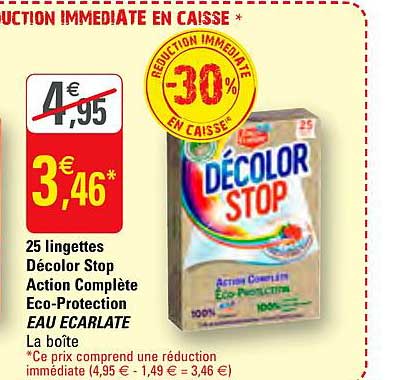 25 lingettes décolor stop action complète eco protection eau écarlate