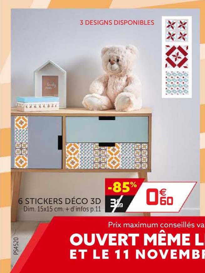 6 Stickers Déco 3d