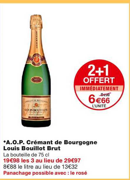 a.o.p. crémant de bourgogne louis bouillot brut 2+1 offert