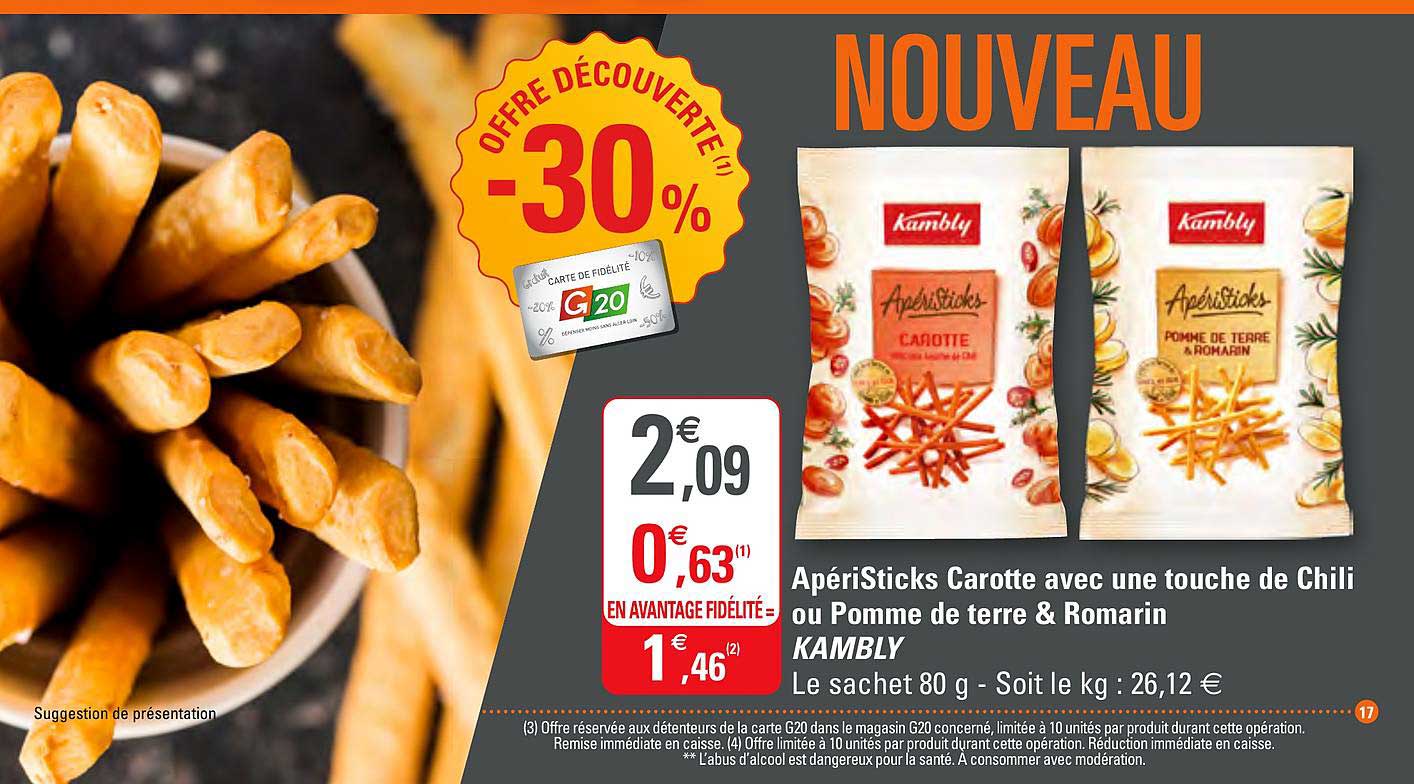 apéristicks carotte avec une touche de chili ou pomme de terre & romarin kambly