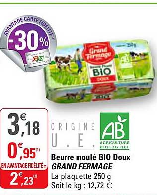 beurre moulé bio doux grand fermage