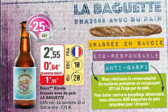 bière blonde brassée avec du pain la baguette