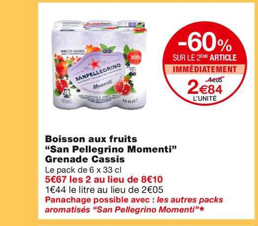 Boisson Aux Fruits San Pellegrino Momenti Grenade Cassis -50% Sur Le 2ème Article Immédiatement