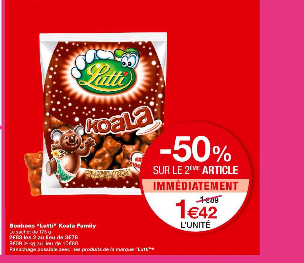 bonbons lutti koala family -50% sur le 2ème article immédiatement