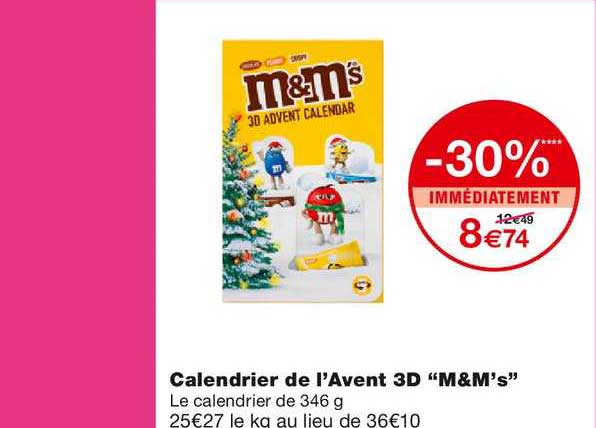 calendrier de l'avent 3d m&m's