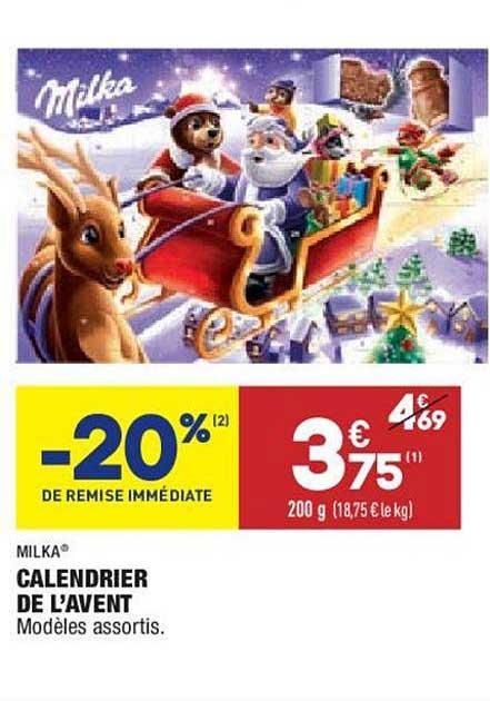 calendrier de l'avent milka -20% de remise immédiate