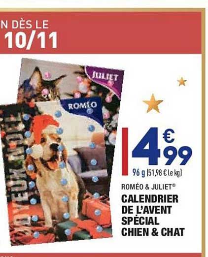 calendrier de l'avent spécial chein & chat roméo & juliet