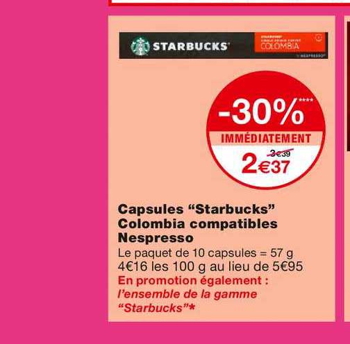 capsules starbucks colombia compatibles nespresso