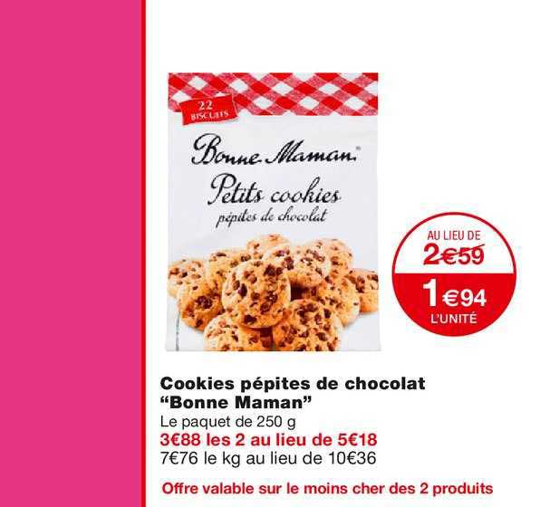 Cookies Pépites De Chocolat Bonne Maman