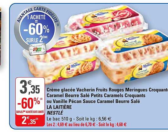 crème glacée vacherin fruits rouges meringues croquante caramel beurre salé petits caramels croquants ou vanille pécan sauce caramel beurre salé la laitière nestlé