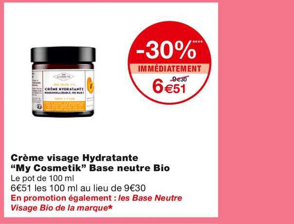 Crème Visage Hydratante My Cosmetik Base Neutre Bio