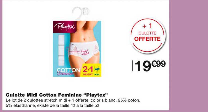 culotte midi cotton feminine playtex