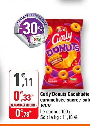Curly Donuts Cacahuète Caramélisée Sucrée Salée Vico