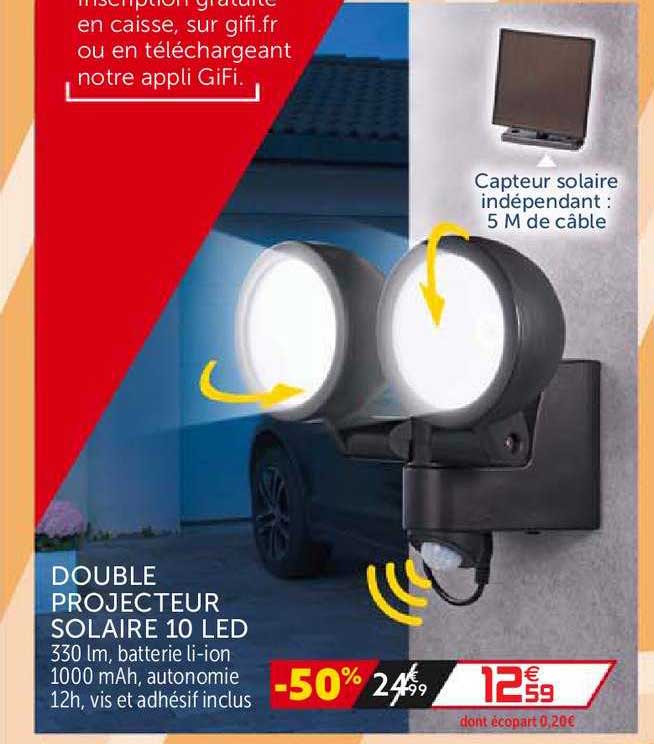Double Projecteur Solaire 10 Led