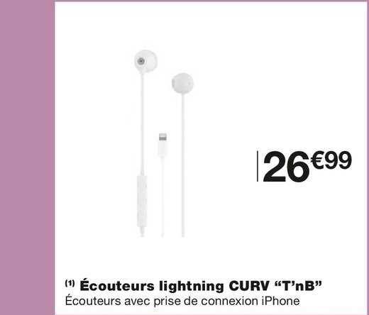 écouteurs lightning curv t'nb