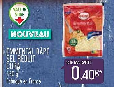 emmental râpé sel réduit cora