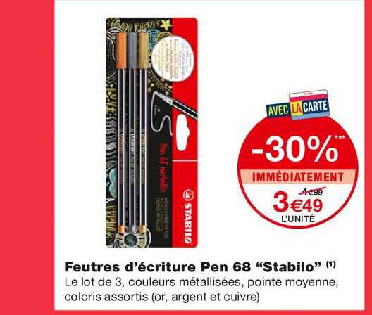 feutres d'écriture pen 68 stabilo