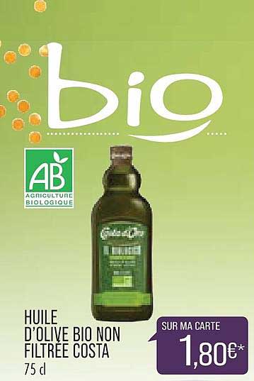 huile d'olive bio non filtrée costa