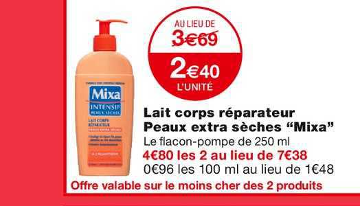 lait corps réparateur peaux extra sèches mixa