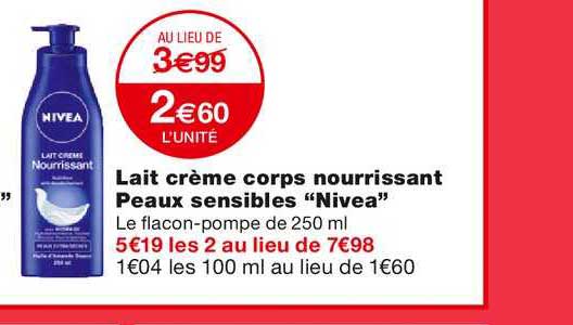 lait crème corps nourrissant peaux sensibles nivea