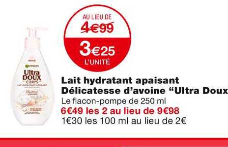 lait hydratant apaisant délicatesse d'avoine ultra doux