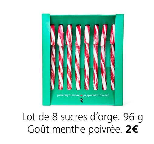 lot de 8 sucres d'orge goût menthe poivrée