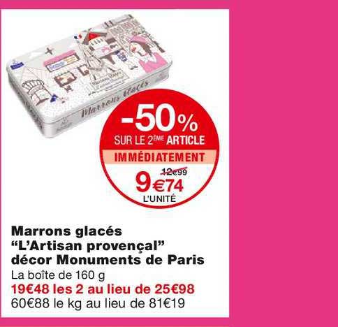 Marrons Glacés Décor Monuments De Paris -50% Sur Le 2ème Article Immédiatement