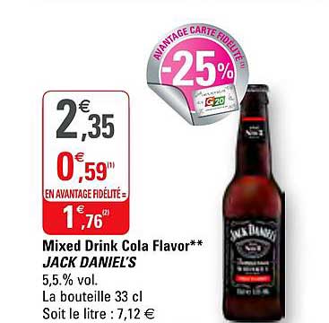 mixed drink cola flavor jack daniel's