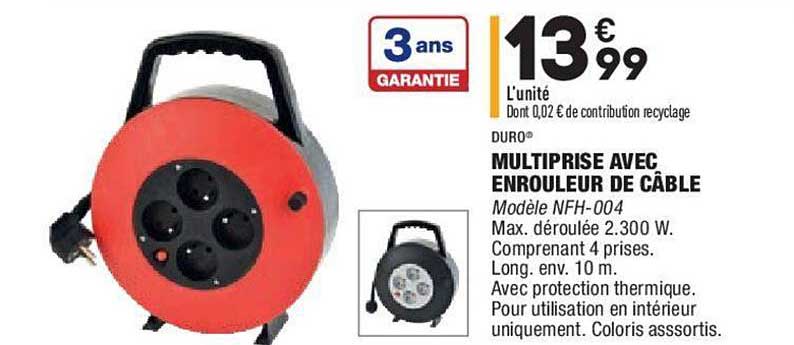 multiprise avec enrouleur de câble duro