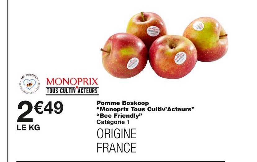 pomme boskoop monoprix tous cultiv'acteurs bee friendly